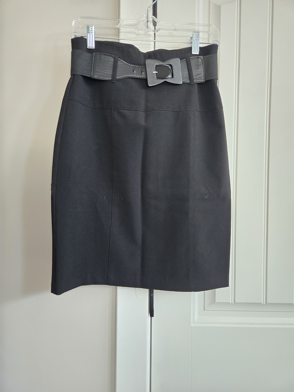 Wrapper Black High-Waist Belted Pencil Skirt